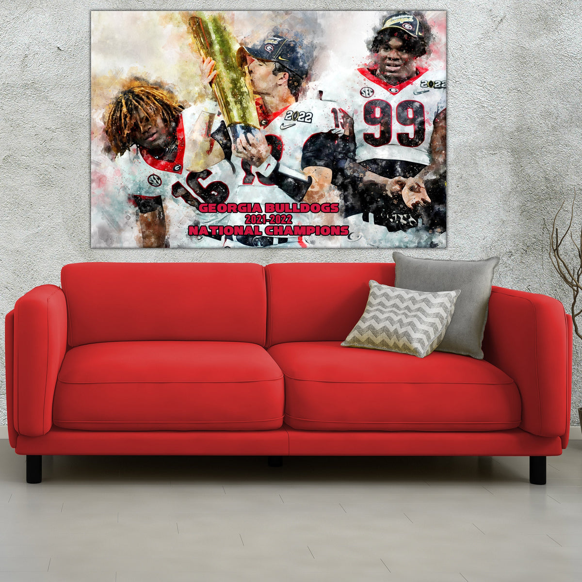 College Wall Art Georgia National Champions Canvas, 16 x 24, Black