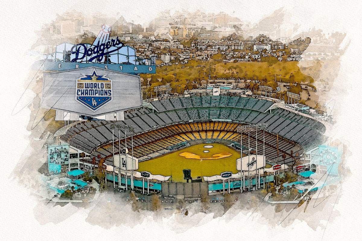 Dodger Stadium Artwork, Dodger Stadium watercolor sketch, Los Angeles –  Capital Canvas Prints