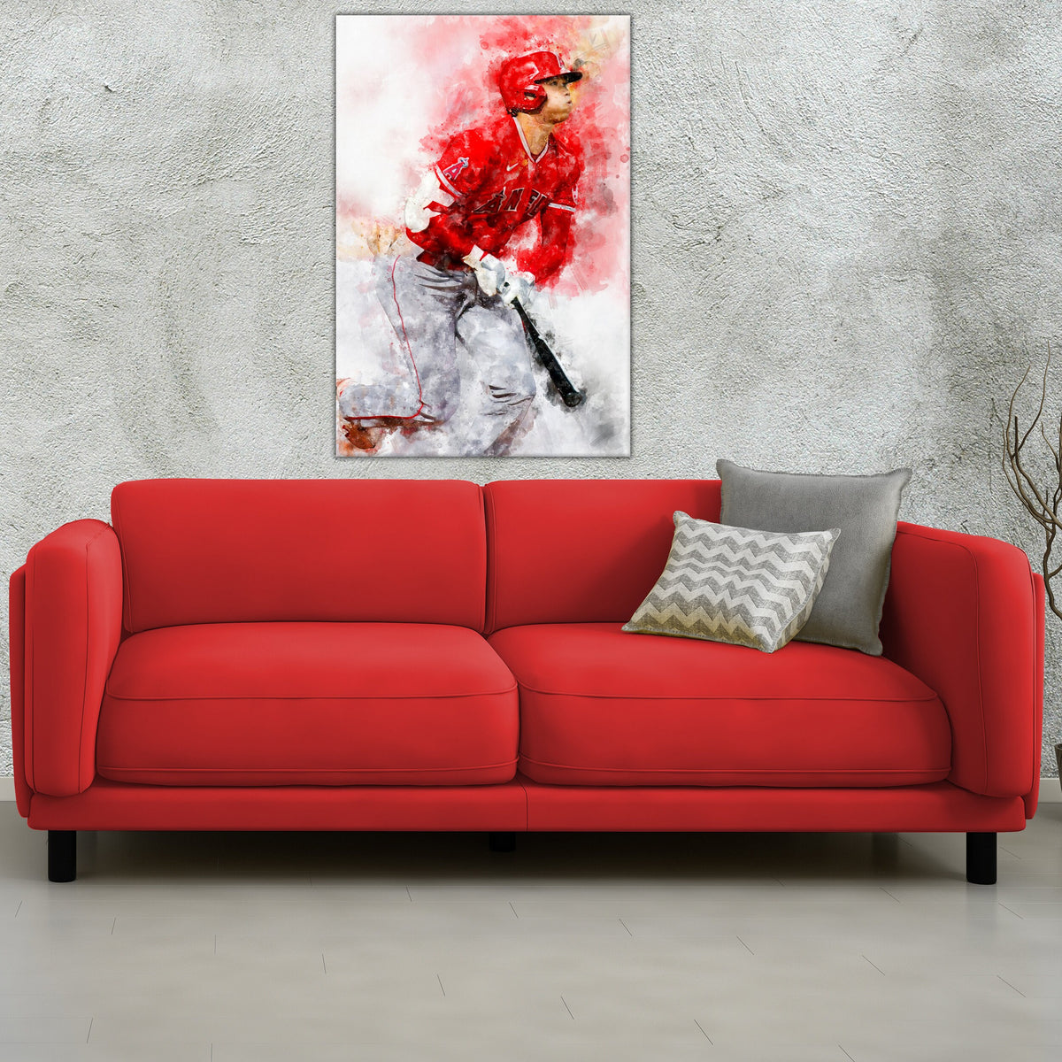 Shohei Ohtani Los Angeles Angels 16 x 20 Stretched Giclee Canvas - Signed and Numbered by Artist Cortney Wall Limited Edition of 2021