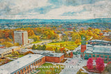 Binghamton University watercolor canvas prints Graduation gift, Binghamton University , College fine art prints