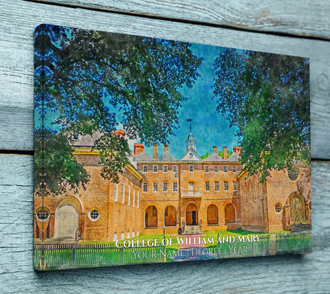 William and Mary watercolor. Graduation gift, William and Mary , College wall art,  College WC