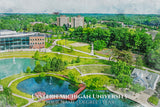 Eastern Michigan University watercolor. Graduation gift, Eastern Michigan University , College wall art,  College WC