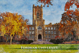 Fordham University watercolor. Graduation gift, Fordham University , College wall art,  College WC