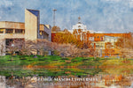 George Mason University watercolor. Graduation gift, George Mason University Print, College wall art,  College WC