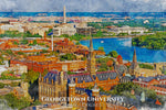 Georgetown University watercolor. Graduation gift, Georgetown University , College wall art,  College WC