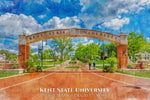 Kent State University watercolor. Graduation gift, Kent State University , College wall art,  College WC