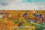 Miami University watercolor. Graduation gift, Miami University, College wall art,  College WC