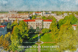 Missouri State University watercolor. Graduation gift, Missouri State University , College wall art,  College WC