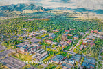 Montana State University watercolor. Graduation gift, Montana State University , College wall art,  College WC