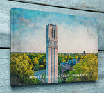 UNIVERSITY OF NORTH CAROLINA STATE CAMPUS CANVAS PRINT HANGING ON WALL