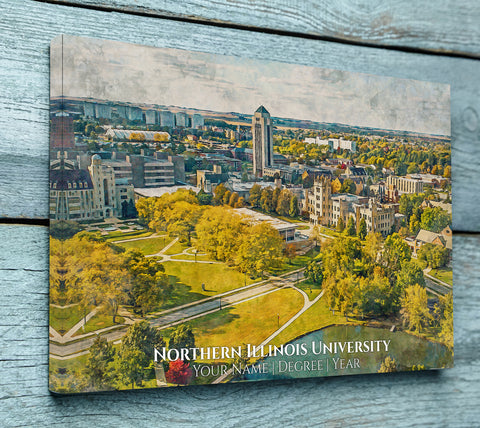 Northern Illinois University watercolor. Graduation gift, Northern Illinois University , College wall art,  College WC