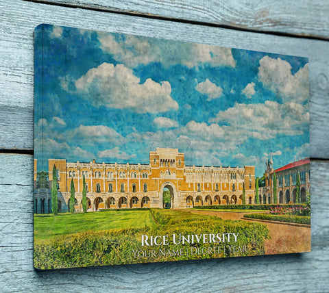 Rice University watercolor. Graduation gift, Rice University, College wall art,  College WC