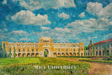 Rice University watercolor. Graduation gift, Rice University, College wall art,  College WC