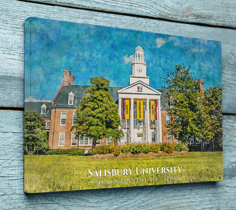 Salisbury State University watercolor. Graduation gift, Salisbury State University , College wall art,  College WC