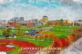 University of Akron watercolor. Graduation gift, University of Akron, College wall art,  College WC