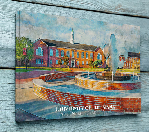 University of Louisiana watercolor. Graduation gift, University of Louisiana , College wall art,  College WC
