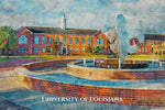 University of Louisiana watercolor. Graduation gift, University of Louisiana , College wall art,  College WC