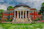 University of Louisville watercolor. Graduation gift, University of Louisville , College wall art,  College WC