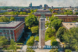 University of Nebraska watercolor. Graduation gift, University of Nebraska , College wall art,  College WC