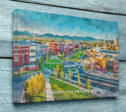 University of Nevada Reno watercolor. Graduation gift, University of Nevada Reno , College wall art,  College WC