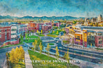 University of Nevada Reno watercolor. Graduation gift, University of Nevada Reno , College wall art,  College WC