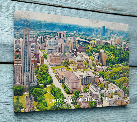 University of Pittsburgh watercolor. Graduation gift, University of Pittsburgh , College wall art,  College WC
