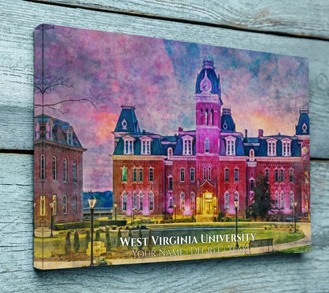 West Virginia University watercolor. Graduation gift, West Virginia University , College wall art,  College WC