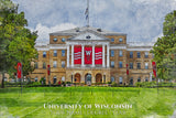 University of Wisconsin - Madison watercolor. Graduation gift, University of Wisconsin - Madison , College wall art,  College WC