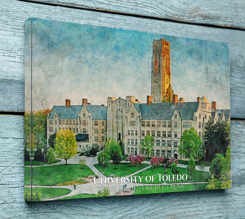 University of Toledo watercolor. Graduation gift, University of Toledo , College wall art,  College WC