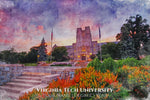 Virginia Tech watercolor. Graduation gift, Virginia Tech , College wall art,  College WC