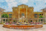 West Texas A&M University watercolor. Graduation gift, West Texas AM University , College wall art,  College WC