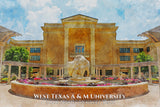 West Texas A&M University watercolor. Graduation gift, West Texas AM University , College wall art,  College WC