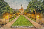 Wichita State University watercolor. Graduation gift, Wichita State University , College wall art,  College WC