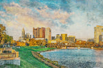 Columbus Ohio canvas watercolor, Columbus Ohio Wall Art, Columbus Print, Columbus Canvas wall art, Columbus Ohio Watercolor wall art