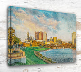 Columbus Ohio canvas watercolor, Columbus Ohio Wall Art, Columbus Print, Columbus Canvas wall art, Columbus Ohio Watercolor wall art