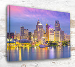 Custom Printed Detroit Michigan Skyline Canvas Art - Fine Art Print of the Motor City's Iconic Skyline Detroit Michigan print