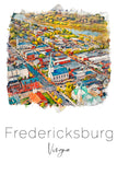 Fredericksburg, Elegant Small Town Skyline Art in Vivid Watercolors  Fredericksburg Delight, Fredericksburg Virginia canvas watercolor print