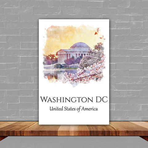 Washington DC travel art, Vibrant Watercolor Cherry Blossom Canvas - Elegant Washington Decor, Washington wall art, Washington DC watercolor