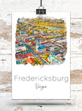 Fredericksburg, Elegant Small Town Skyline Art in Vivid Watercolors  Fredericksburg Delight, Fredericksburg Virginia canvas watercolor print