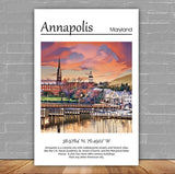 Annapolis Maryland travel art canvas, Annapolis MD Wall Art, Annapolis Print, Annapolis Canvas wall art,  Annapolis Watercolor wall