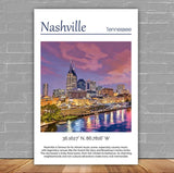 Nashville travel art canvas, Nashville skyline print, Nashville print, Nashville wall art, Nashville Tennessee, Nashville Canvas