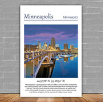 Minneapolis Skyline Canvas travel art print.Minneapolis. Printed Canvas, Minneapolis wall art, Minneapolis skyline canvas print