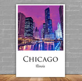 Chicago Illinois  travel watercolor, Chicago Illinois wall art, Chicago print canvas wall art,  Chicago travel poster art