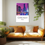 Chicago Illinois  travel watercolor, Chicago Illinois wall art, Chicago print canvas wall art,  Chicago travel poster art