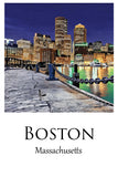 Boston Harbor travel art canvas print, Boston canvas, Boston Print, Boston wall art, Boston Harbor at night