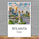 Vibrant Atlanta Skyline Watercolor Canvas - Atlanta travel art, Atlanta wall art, Atlanta canvas print, Atlanta Georgia