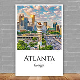 Vibrant Atlanta Skyline Watercolor Canvas - Atlanta travel art, Atlanta wall art, Atlanta canvas print, Atlanta Georgia