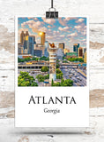 Vibrant Atlanta Skyline Watercolor Canvas - Atlanta travel art, Atlanta wall art, Atlanta canvas print, Atlanta Georgia