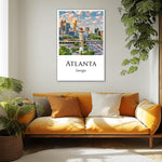 Vibrant Atlanta Skyline Watercolor Canvas - Atlanta travel art, Atlanta wall art, Atlanta canvas print, Atlanta Georgia