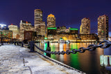 Boston Harbor travel art canvas print, Boston canvas, Boston Print, Boston wall art, Boston Harbor at night